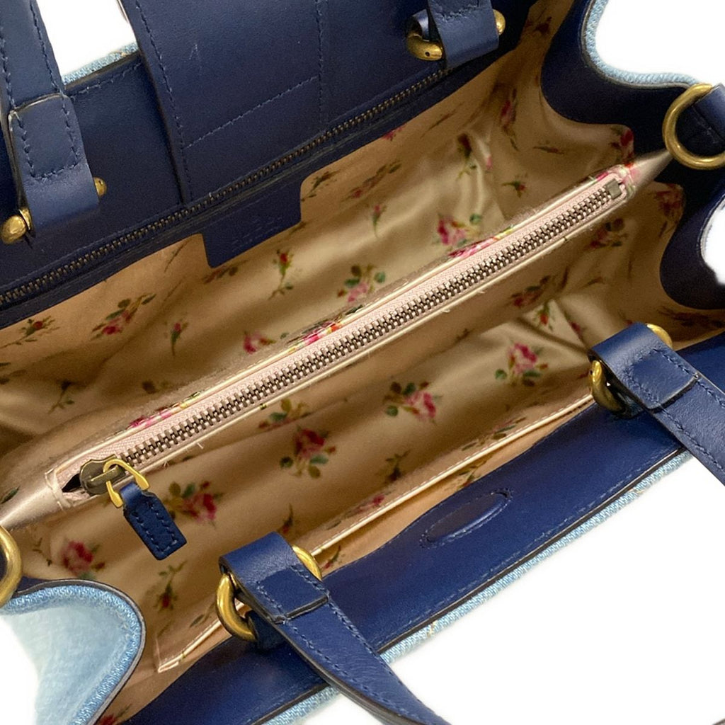 Gucci Tote Bag GG Marmont Light Blue Navy Faux Pearl Leather — view 7