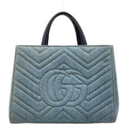 Gucci Tote Bag GG Marmont Light Blue Navy Faux Pearl Leather — view 3
