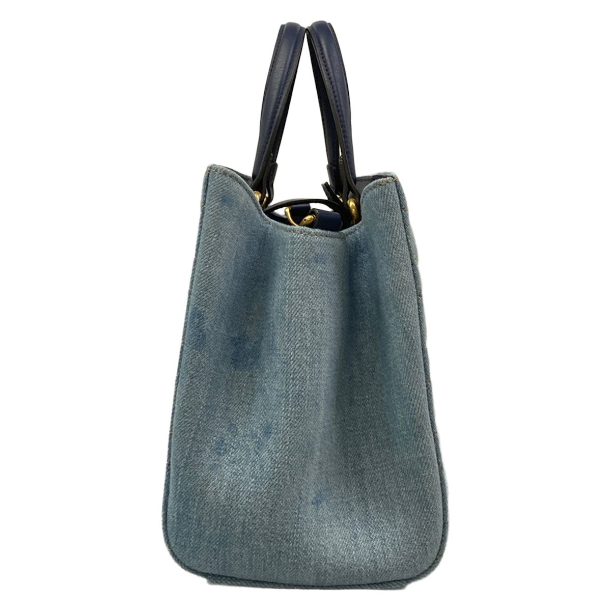 Gucci Tote Bag GG Marmont Light Blue Navy Faux Pearl Leather — view 2