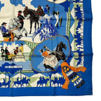 Hermes Scarf Carre 90 Feria de Sevilla Holidays in Seville Silk Blue — view 5