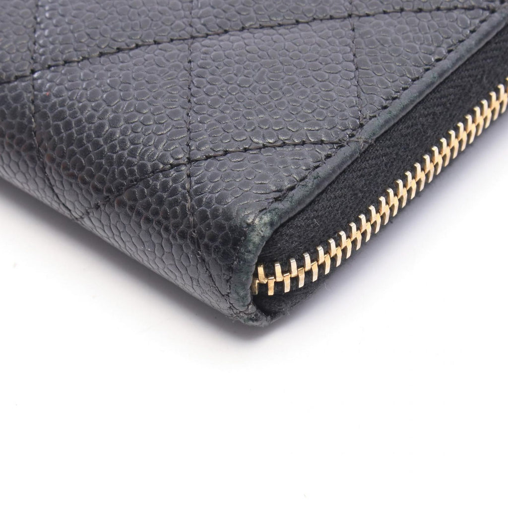 Chanel Round Wallet Quilted Black Caviar Leather — view 7