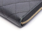 Chanel Round Wallet Quilted Black Caviar Leather — view 7