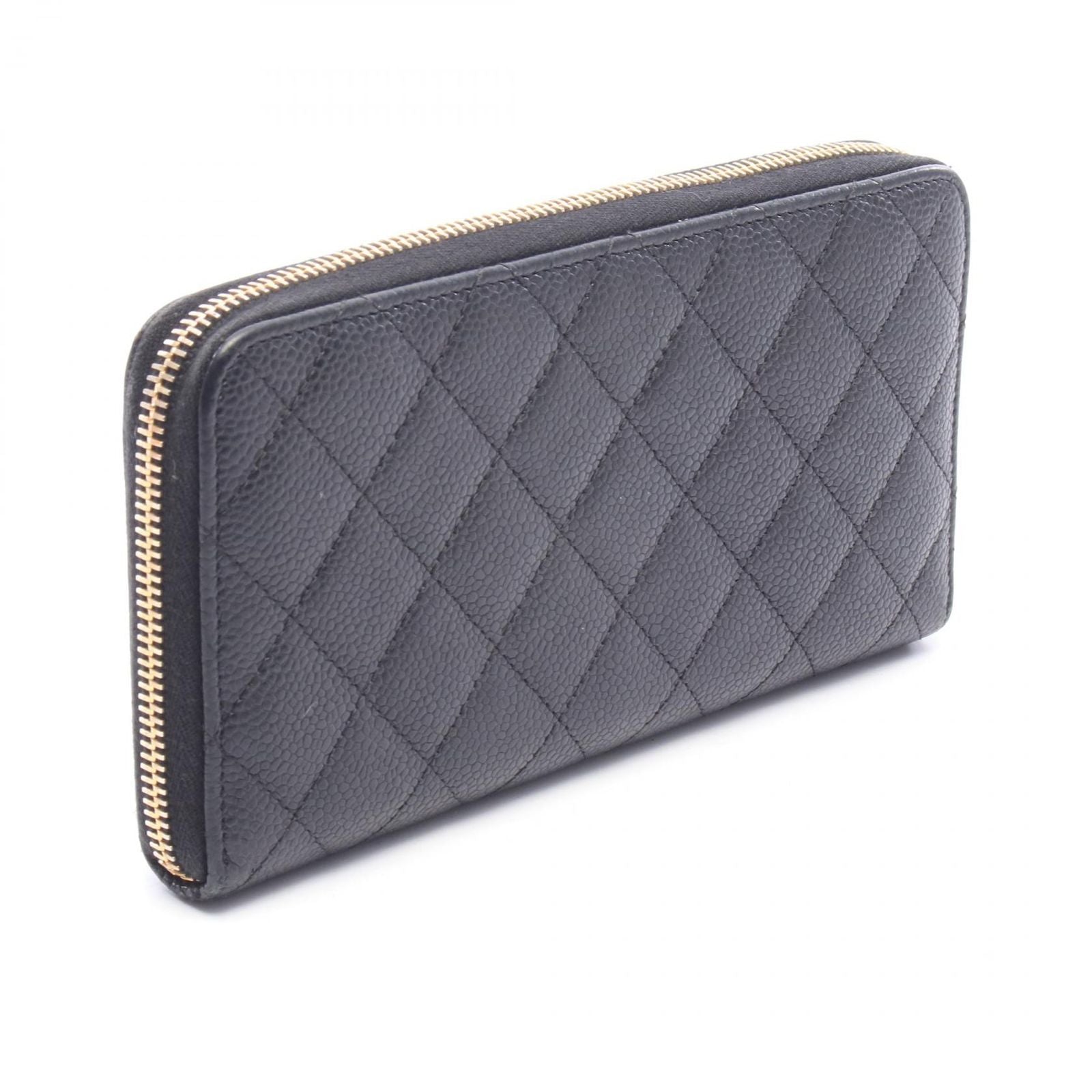 Chanel Round Wallet Quilted Black Caviar Leather — view 2