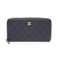 Chanel Round Wallet Quilted Black Caviar Leather