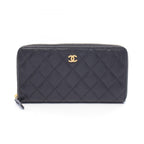 Chanel Round Wallet Quilted Black Caviar Leather