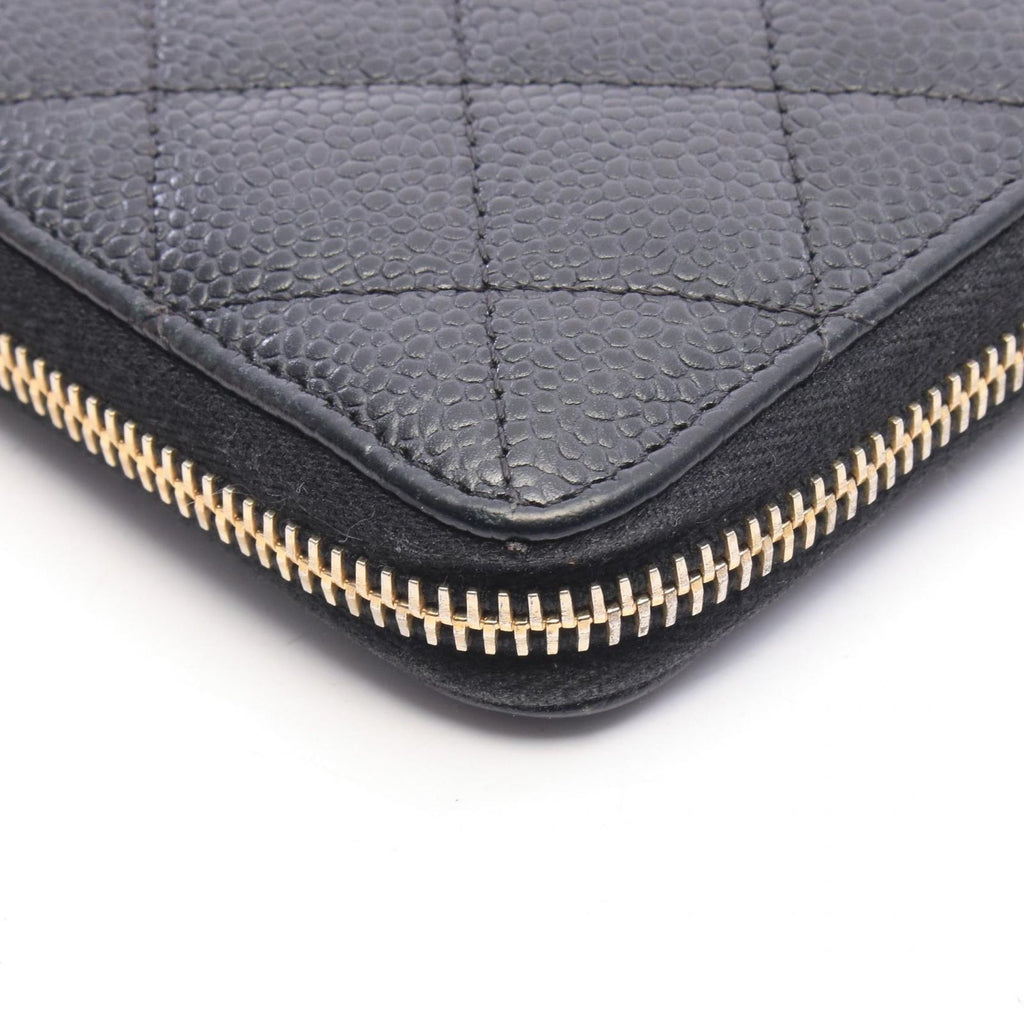Chanel Round Wallet Quilted Black Caviar Leather — view 8