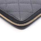 Chanel Round Wallet Quilted Black Caviar Leather — view 8