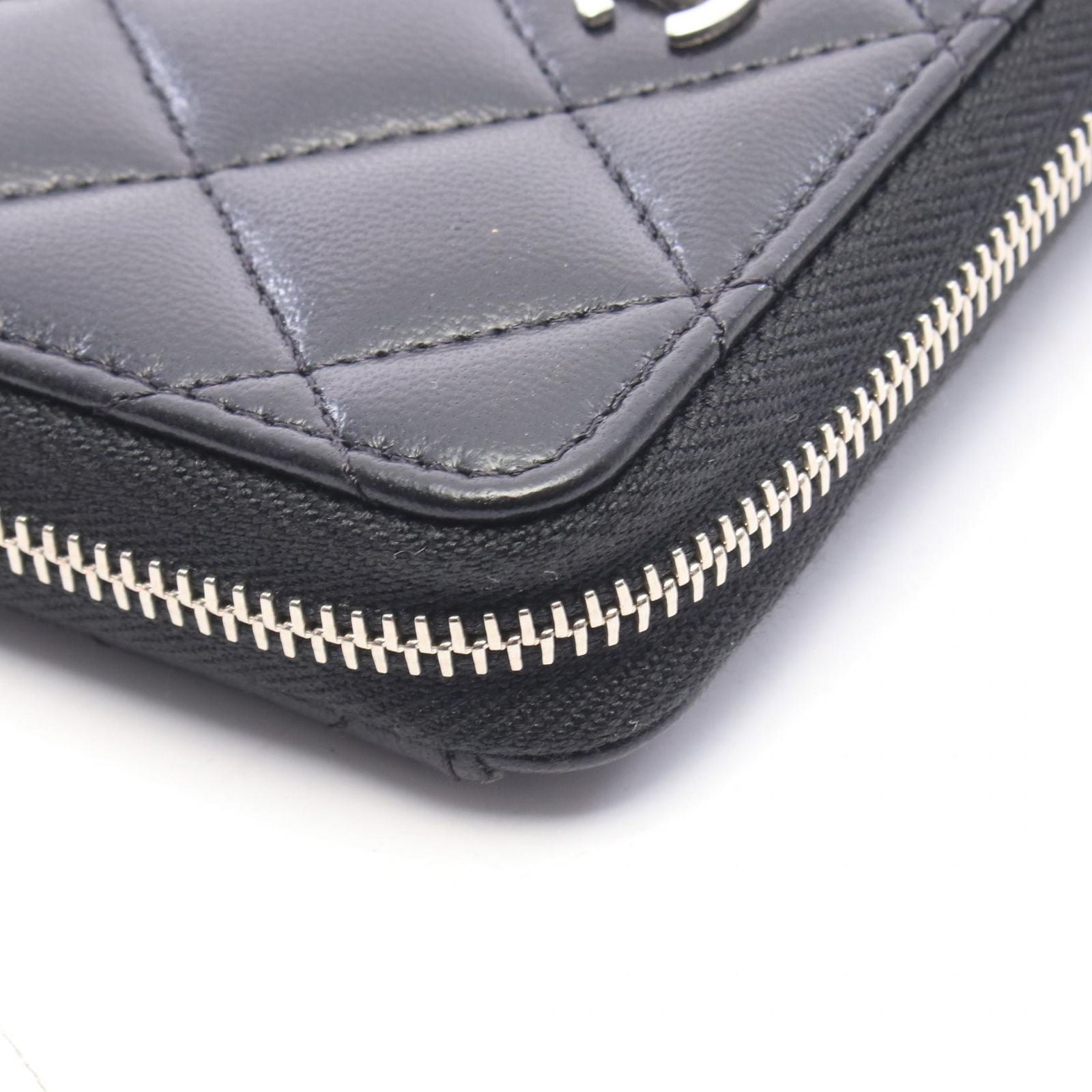 Chanel Coin Purse Classic Zip Quilted Black Lambskin — view 7