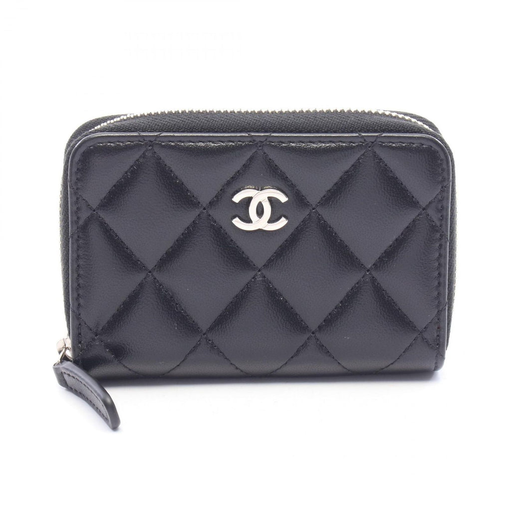 Chanel Coin Purse Classic Zip Quilted Black Lambskin