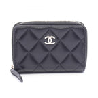 Chanel Coin Purse Classic Zip Quilted Black Lambskin