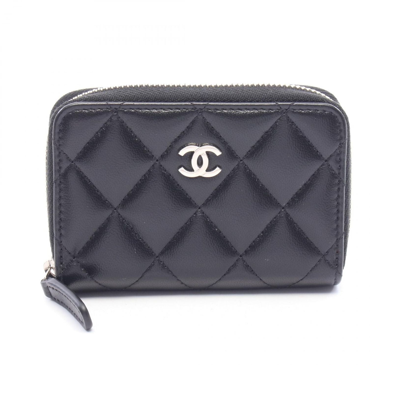 Chanel Coin Purse Classic Zip Quilted Black Lambskin