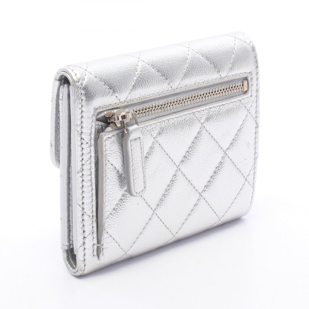 Chanel Trifold Wallet Classic Small Flap Silver Caviar Leather Quilted — view 2