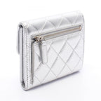 Chanel Trifold Wallet Classic Small Flap Silver Caviar Leather Quilted — view 2