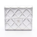 Chanel Trifold Wallet Classic Small Flap Silver Caviar Leather Quilted