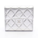 Chanel Trifold Wallet Classic Small Flap Silver Caviar Leather Quilted