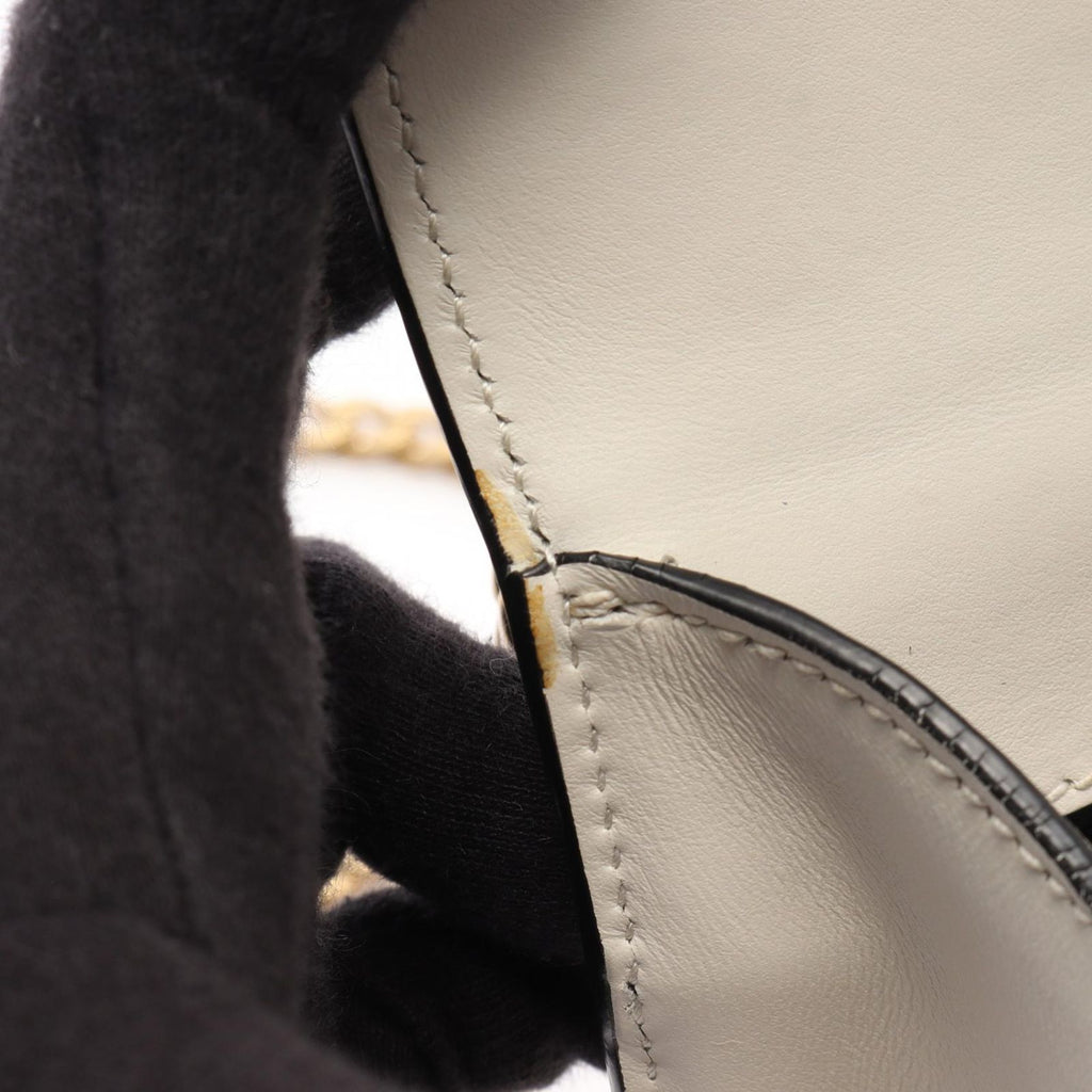 Prada Shoulder Bag White Saffiano Leather Triangle Logo Chain — view 8