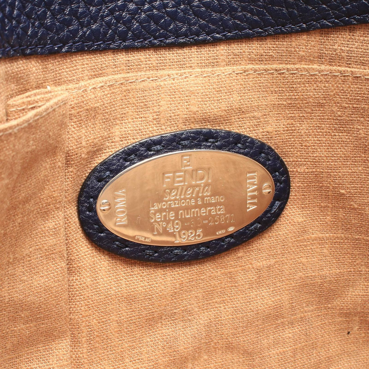 Fendi Shoulder Bag Selleria Navy Leather — view 4