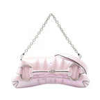 Gucci Horsebit 2-Way Metallic Pink Leather Shoulder Bag