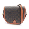 Celine Shoulder Bag Folco Triomphe Brown Black Canvas Leather