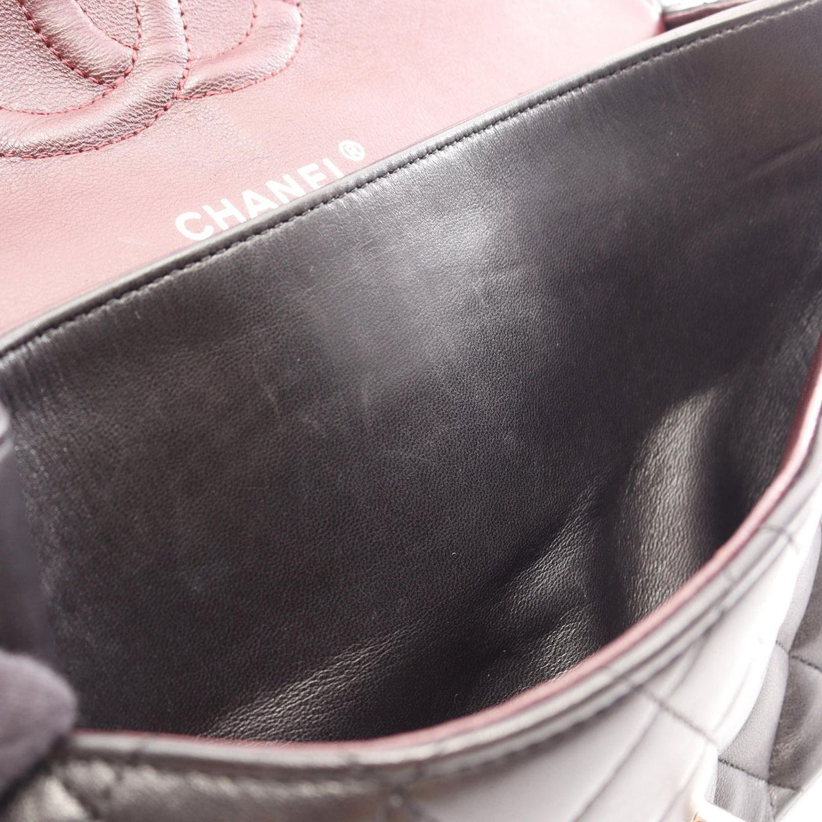 Chanel Shoulder Bag Quilted Double Flap Black Lambskin Chain — view 7