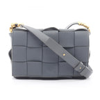 Bottega Veneta Shoulder Bag Cassette Intrecciato Gray Leather