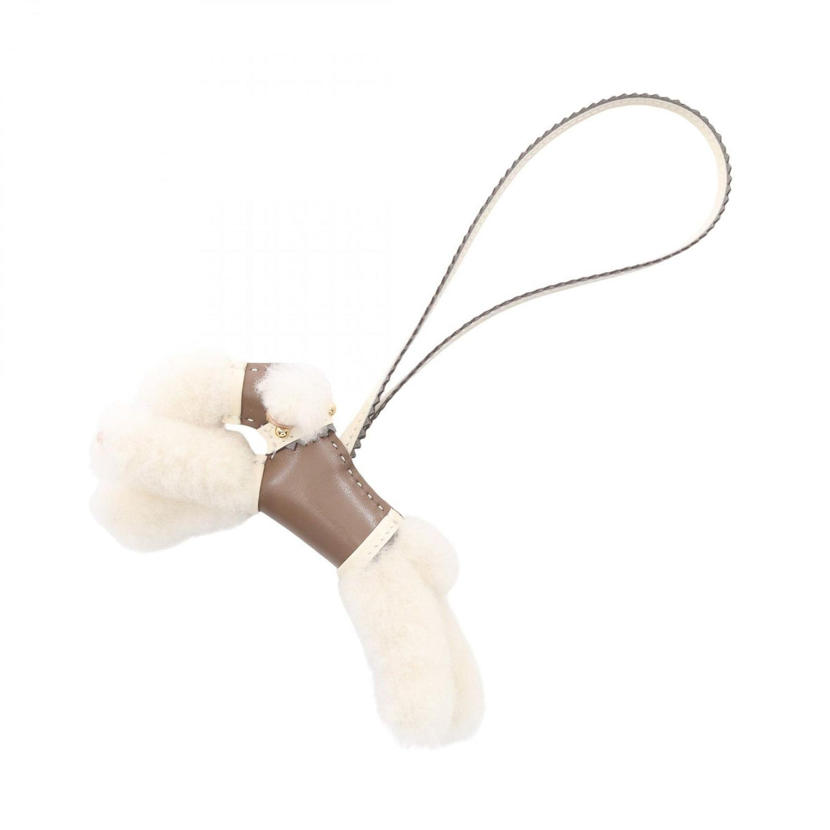 Hermes Charm Buddy Etoupe Studs Shearling Epi Cles Keychain