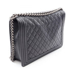 Chanel Shoulder Bag Boy Black Caviar Leather Boy Chain — view 2