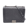 Chanel Shoulder Bag Boy Black Caviar Leather Boy Chain