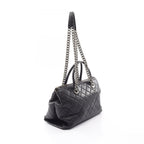 Chanel Tote Bag Quilted Antique Silver 2-Way Black Leather Chain — view 2