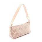 Fendi Handbag Zucchino Pouch Pink Beige Canvas Leather — view 2