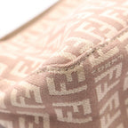 Fendi Handbag Zucchino Pouch Pink Beige Canvas Leather — view 7