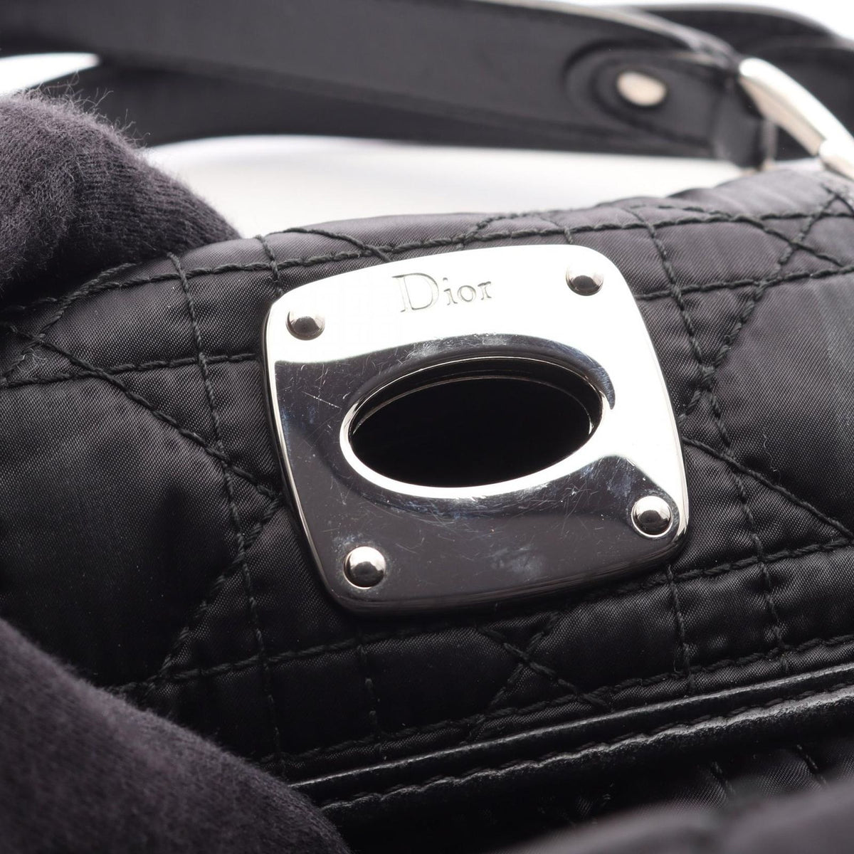 Dior Handbag Charming Lock Cannage Black Nylon Leather — view 7