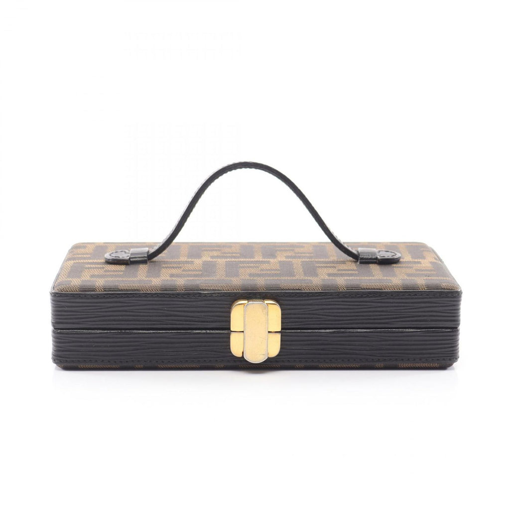 Fendi Handbag Zucca Brown Canvas Leather Mini Vanity Bag