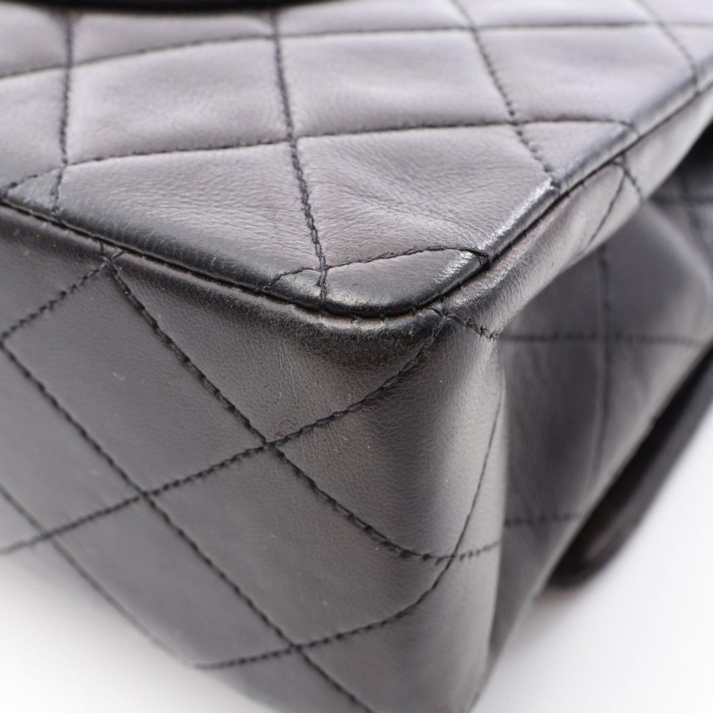 Chanel Shoulder Bag Quilted Double Flap Black Lambskin Chain — view 8