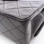 Chanel Shoulder Bag Quilted Double Flap Black Lambskin Chain — view 8