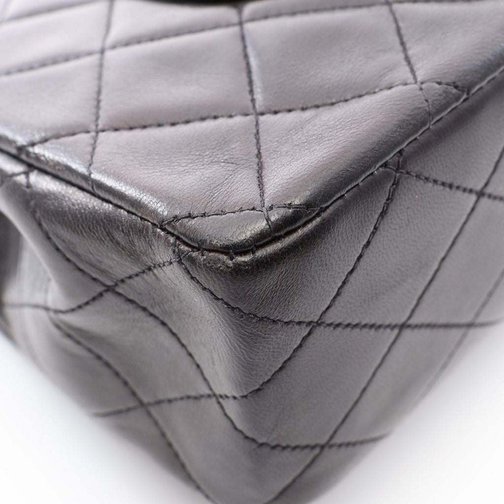 Chanel Shoulder Bag Quilted Double Flap Black Lambskin Chain — view 7