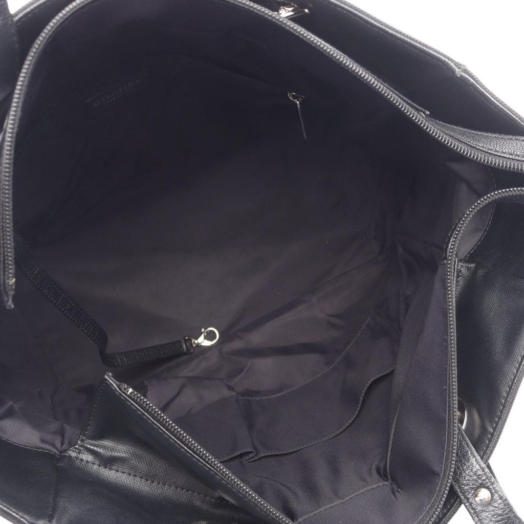 Chanel Tote Bag Paris Biarritz MM Black Canvas Leather MM — view 3