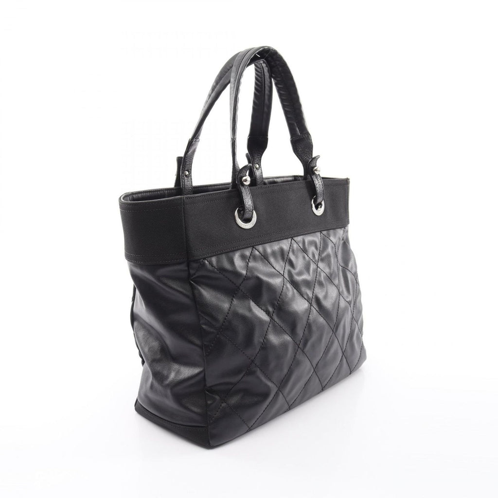 Chanel Tote Bag Paris Biarritz MM Black Canvas Leather MM — view 2