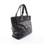 Chanel Tote Bag Paris Biarritz MM Black Canvas Leather MM — view 2