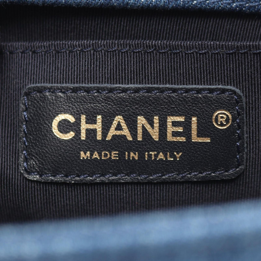 Chanel Shoulder Bag Boy Small Patchwork Antique Gold Denim Blue Ivory Multi — view 4