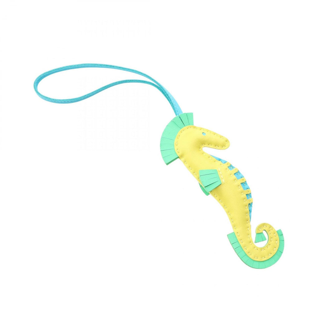 Hermes Charm Ipo Seahorse Lime Vert Comic Blue Ass Ipo Aztic Keychain — view 2