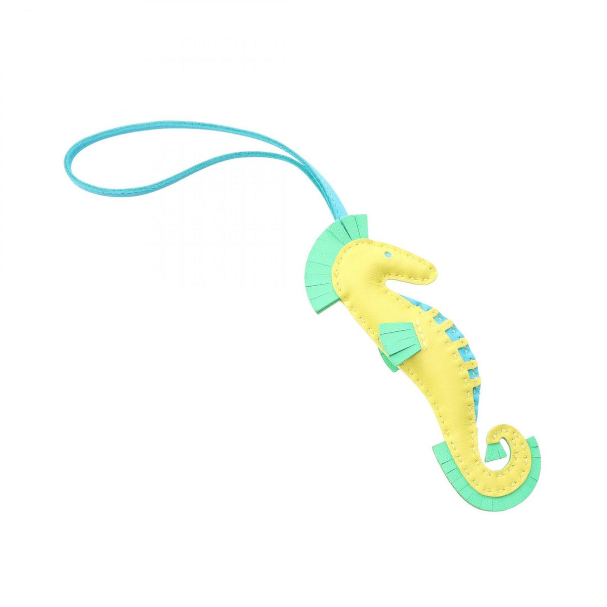 Hermes Charm Ipo Seahorse Lime Vert Comic Blue Ass Ipo Aztic Keychain — view 2