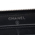 Chanel Round Wallet Quilted Lame Black Caviar Leather — view 4