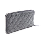 Chanel Round Wallet Quilted Lame Black Caviar Leather — view 2