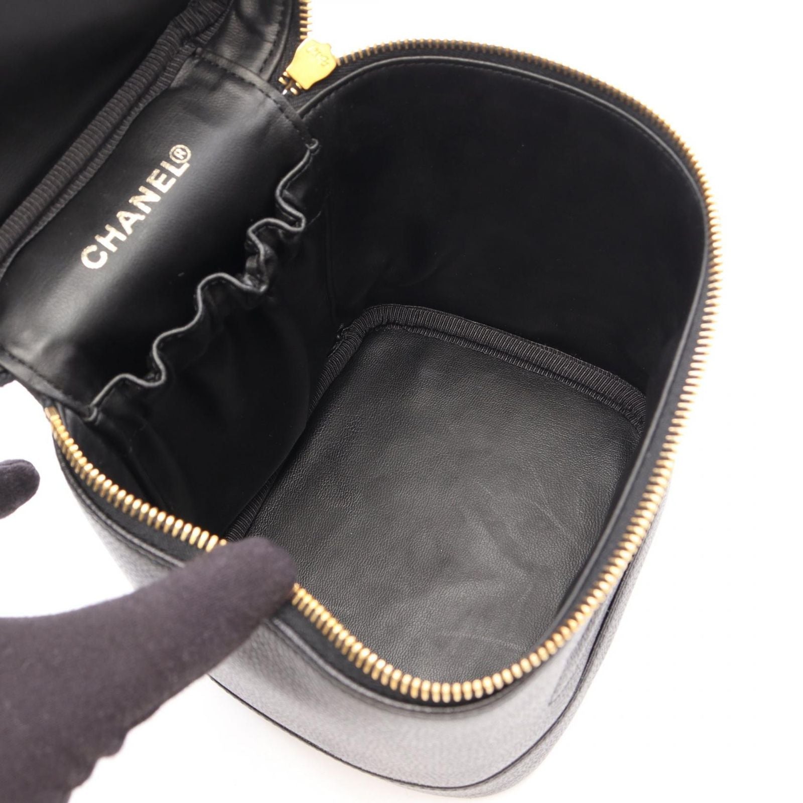 Chanel Handbag CC Logo Black Caviar Leather CC Vertical Vanity — view 3