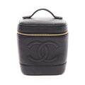 Chanel Handbag CC Logo Black Caviar Leather CC Vertical Vanity