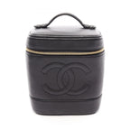 Chanel Handbag CC Logo Black Caviar Leather CC Vertical Vanity