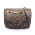Louis Vuitton Shoulder Bag Passy Monogram Noir Canvas Leather