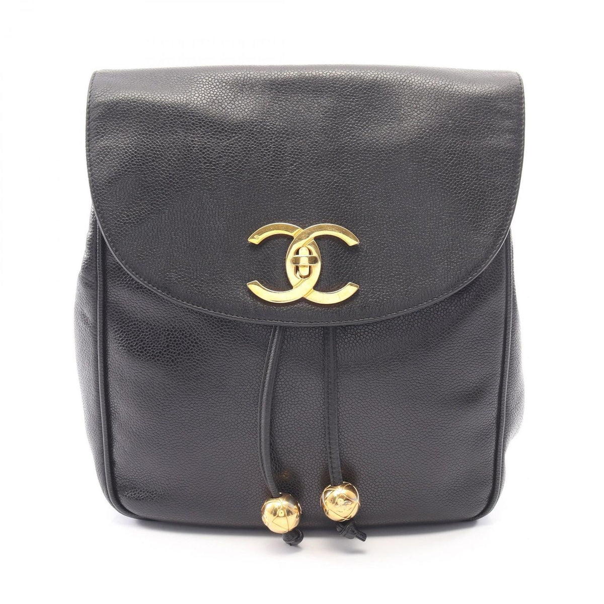 Chanel Backpack CC Logo Black Caviar Leather