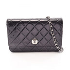 Chanel Shoulder Bag Quilted Black Leather Chain Wallet